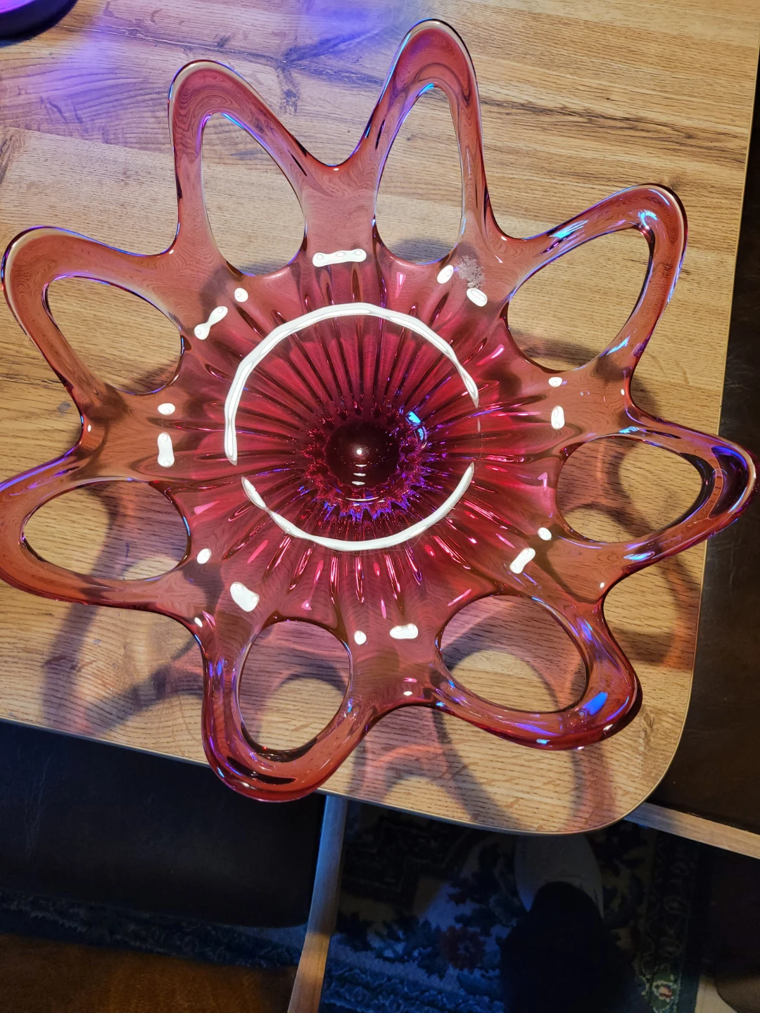 Vintage Pink Glass Starburst Bowl