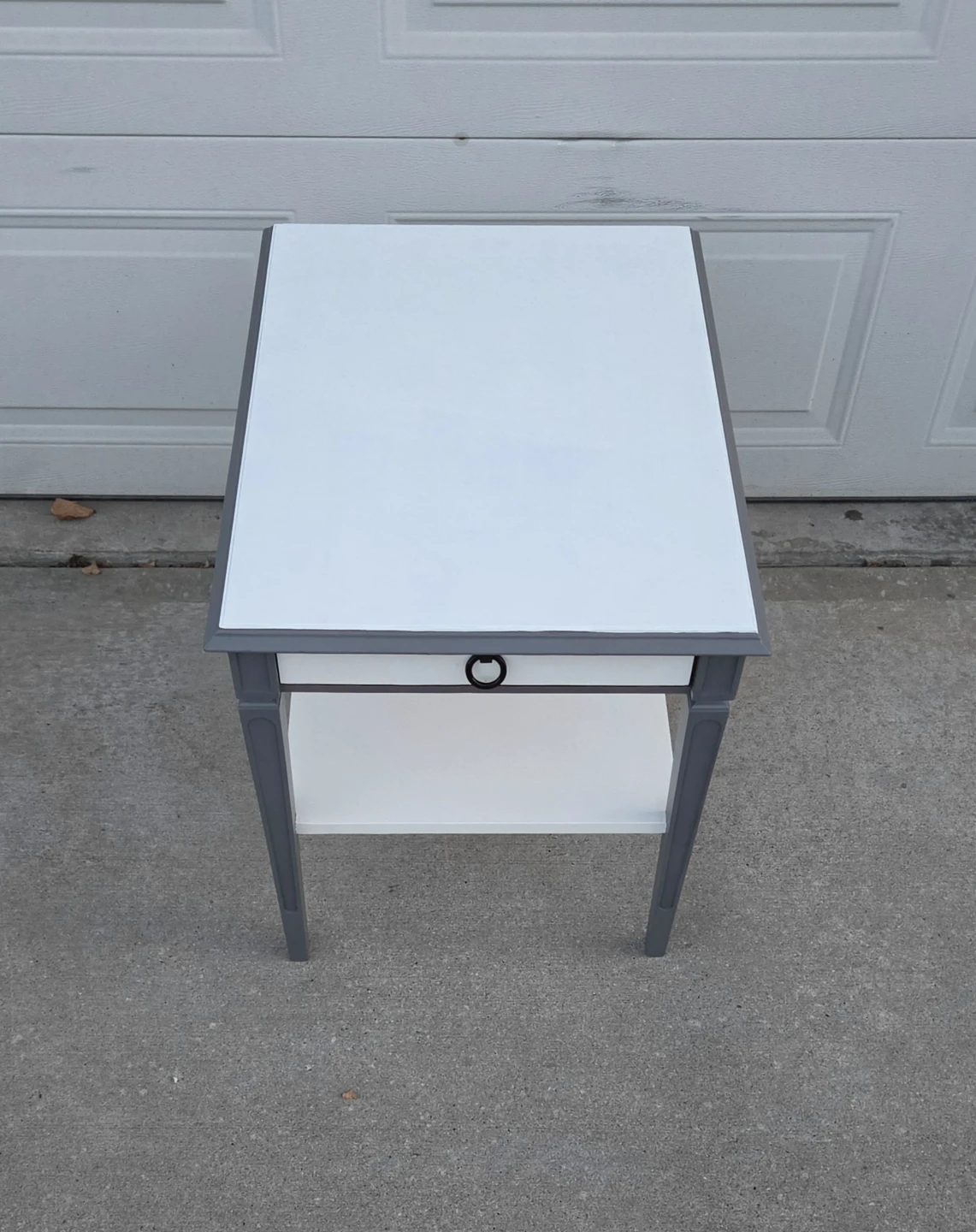 Two-Tone Grey and White End Table with Drawer. Like New! - photo 4