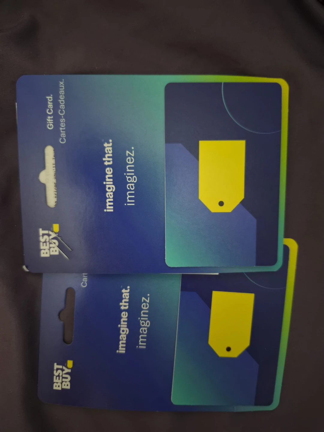 Two Best Buy Gift Cards worth $573