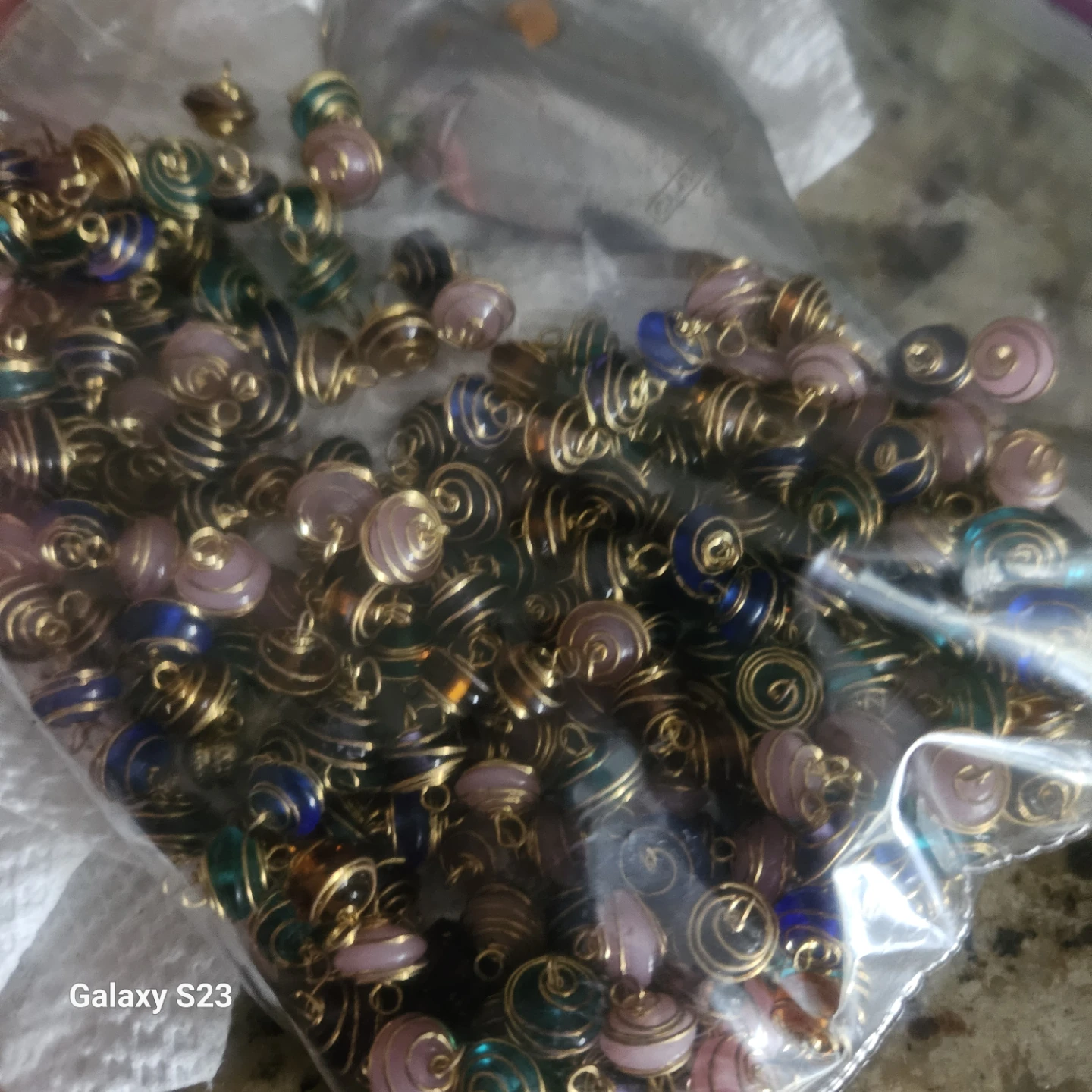 Assorted Wire-Wrapped Glass Beads