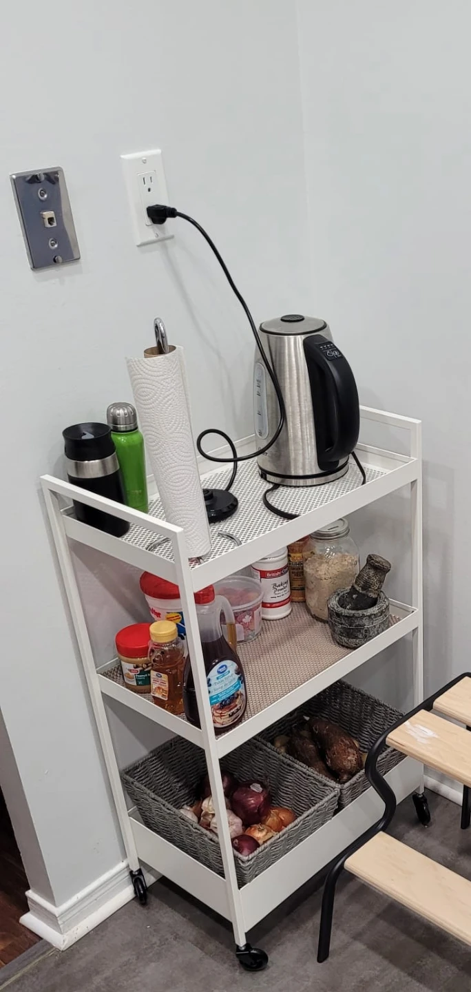 White Three-Tier Rolling Storage Cart