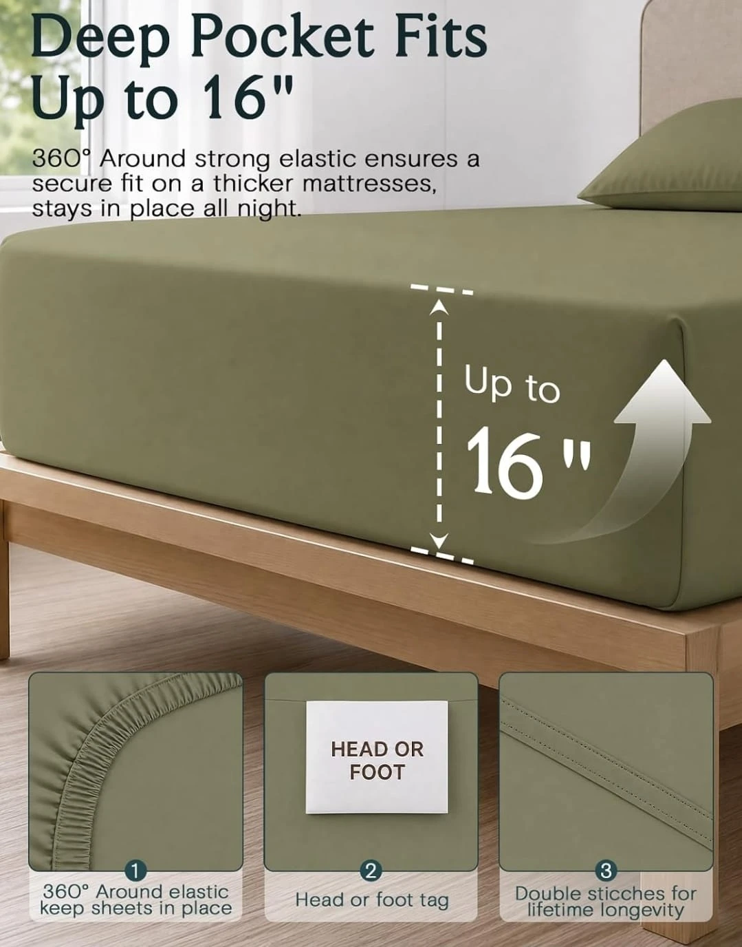 Olive Green Microfiber Sheet Set - photo 2