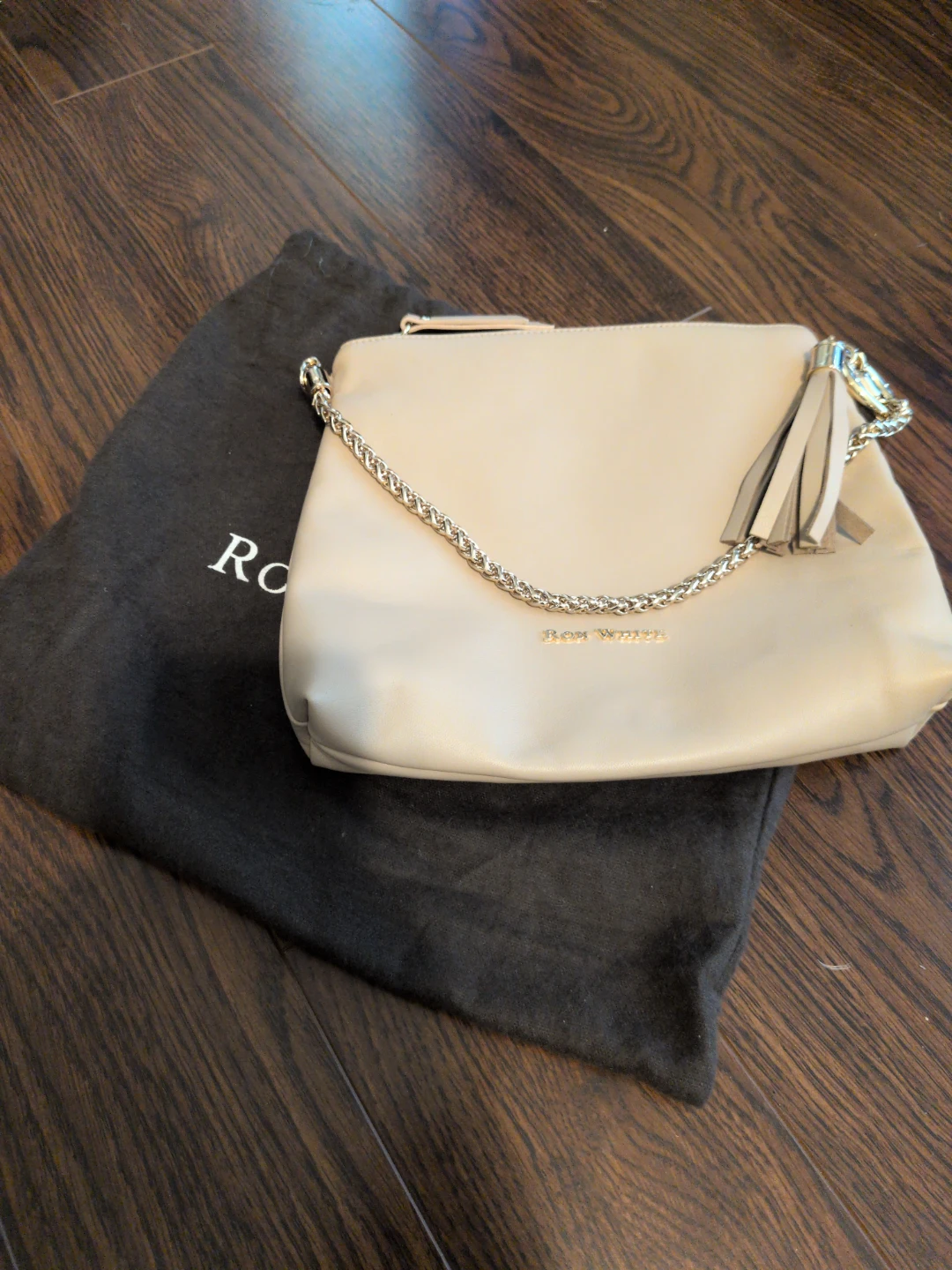Ron White Beige Leather Clutch