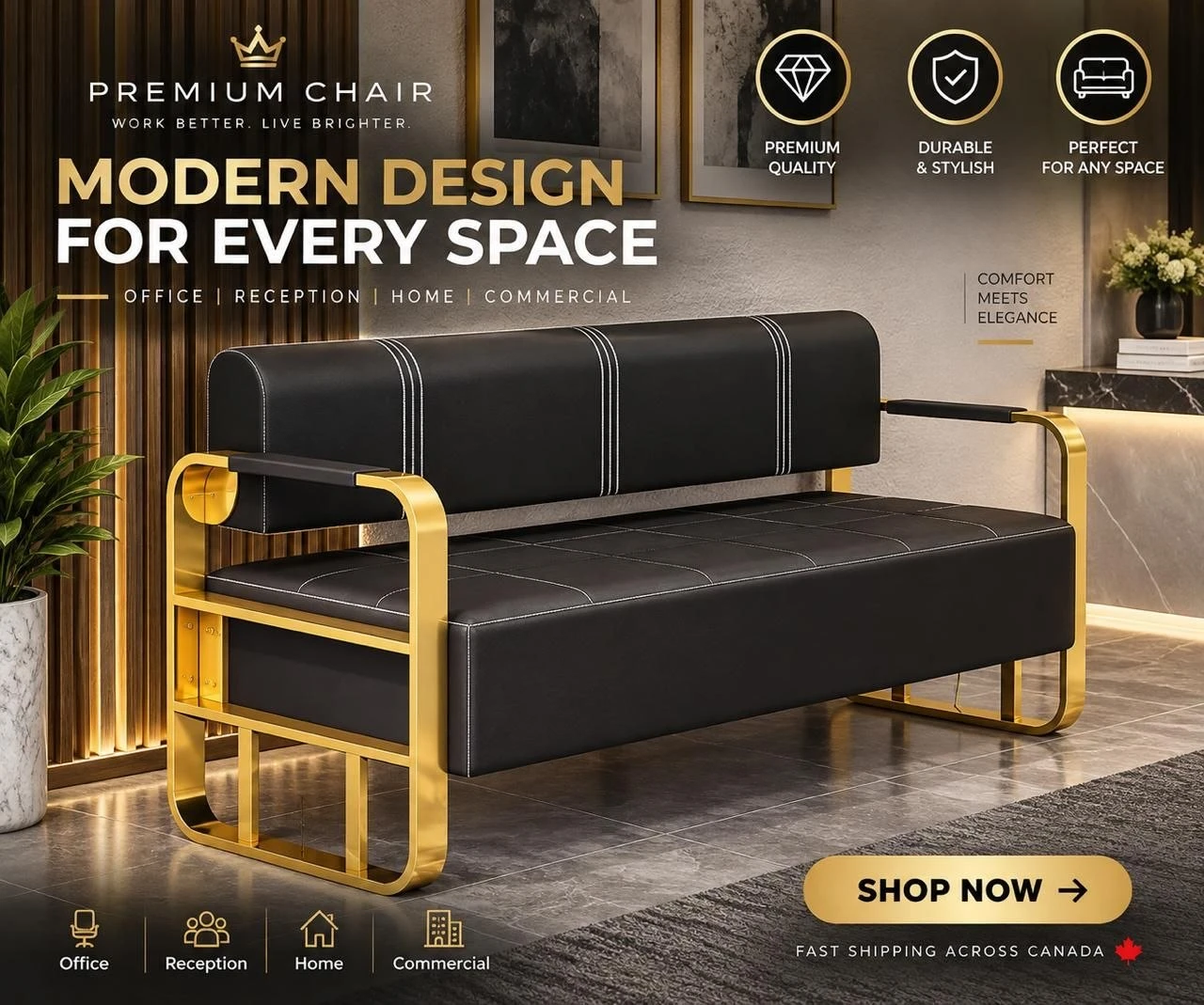 Modern Metal and Leatherette Bench - photo 2