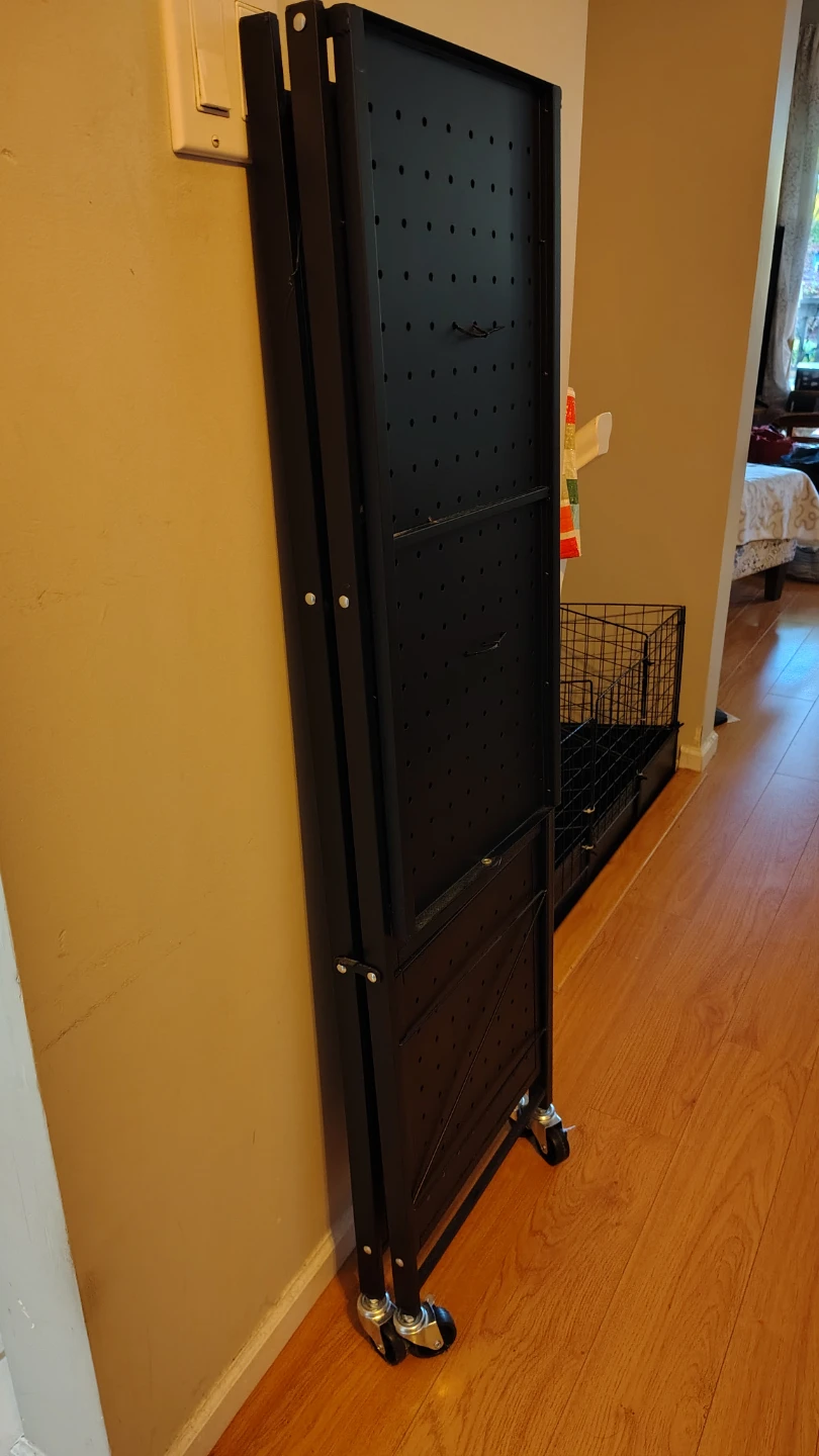 Black 4-Tier Folding Metal Shelving Rack - photo 5