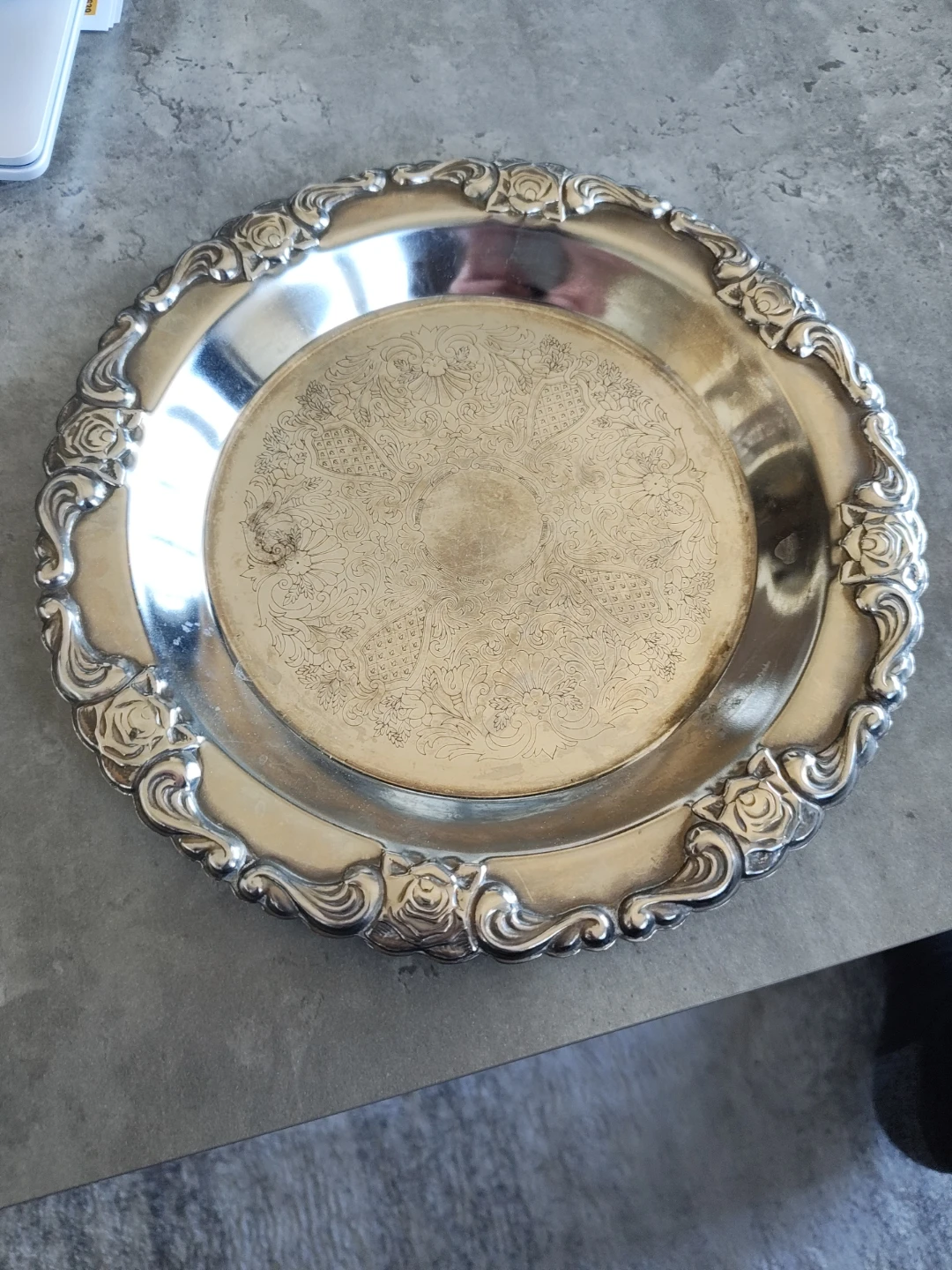Vintage silver-plated decorative serving tray