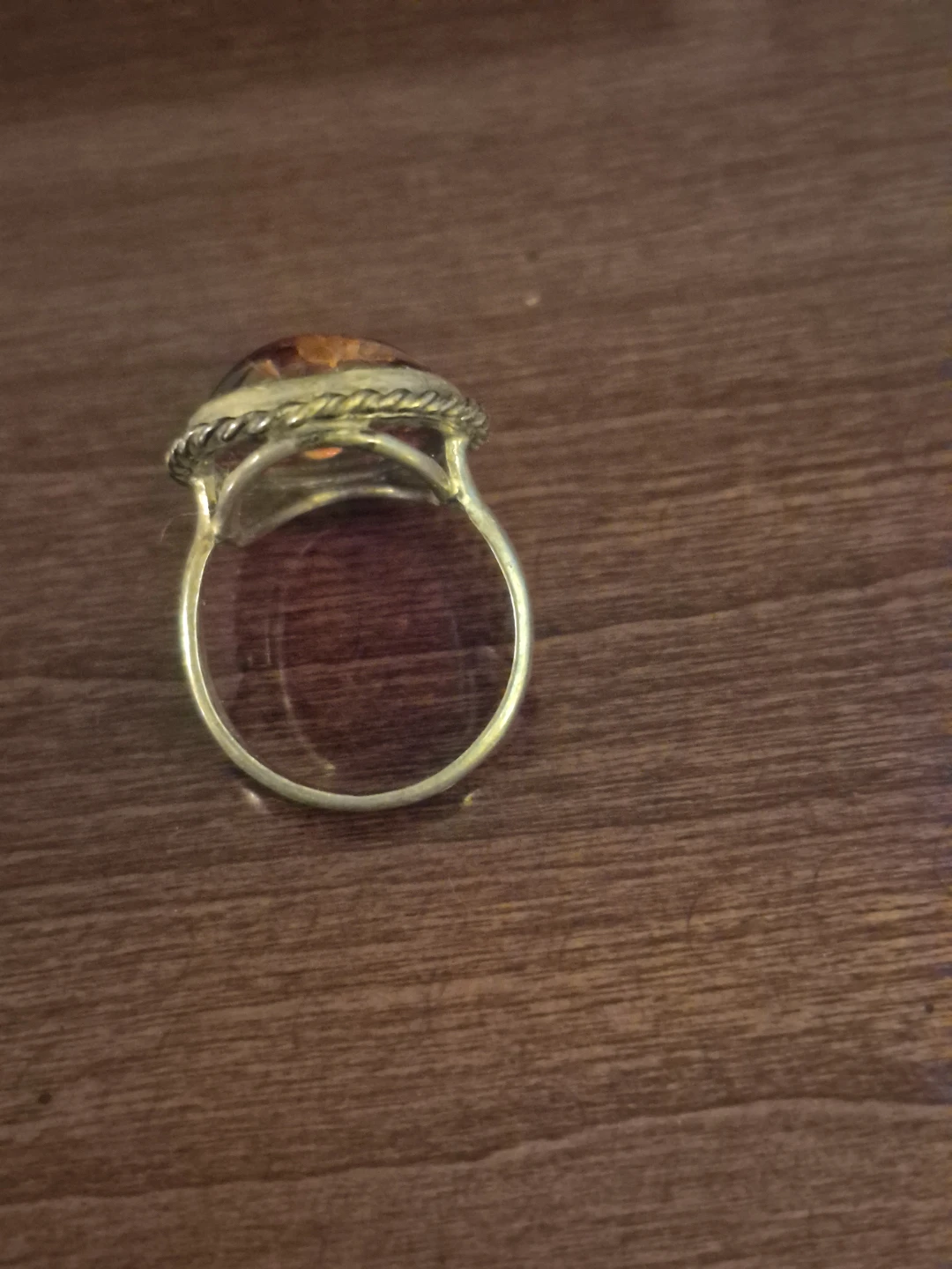 Amber and silver tone ring - photo 2