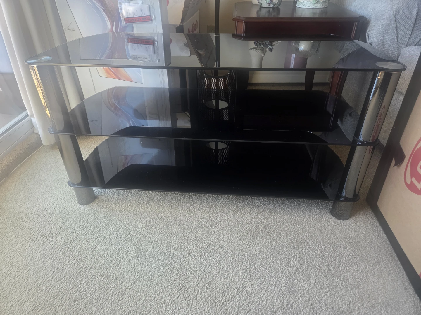 Black Glass TV Stand