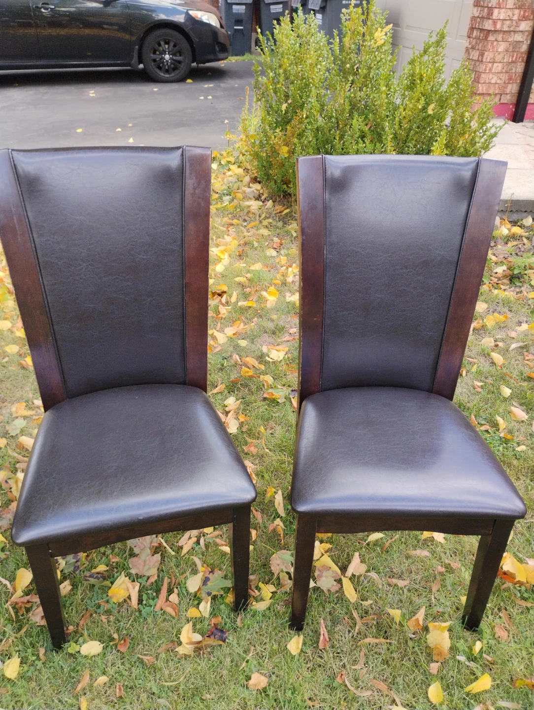2 Dark Brown Faux Leather Dining Chairs