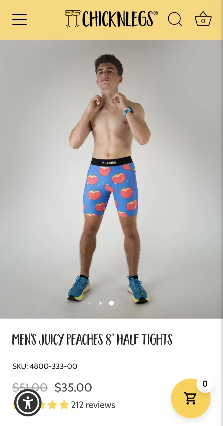 Chicknlegs Men's Juicy Peaches 8" Half Tights - photo 2