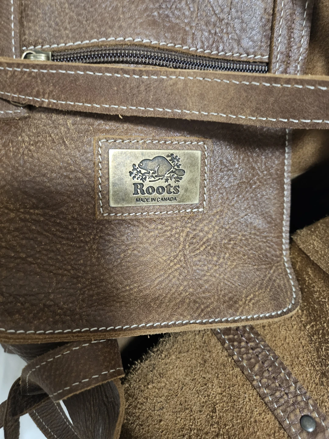 genuine leather roots tote bag - photo 5