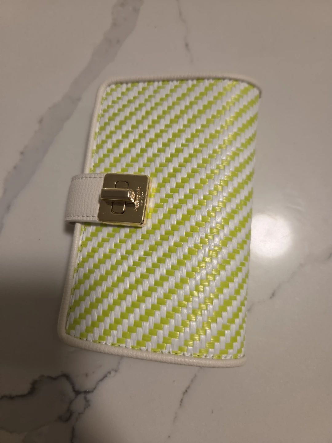 Kate Spade Woven Lime Green and White Wallet