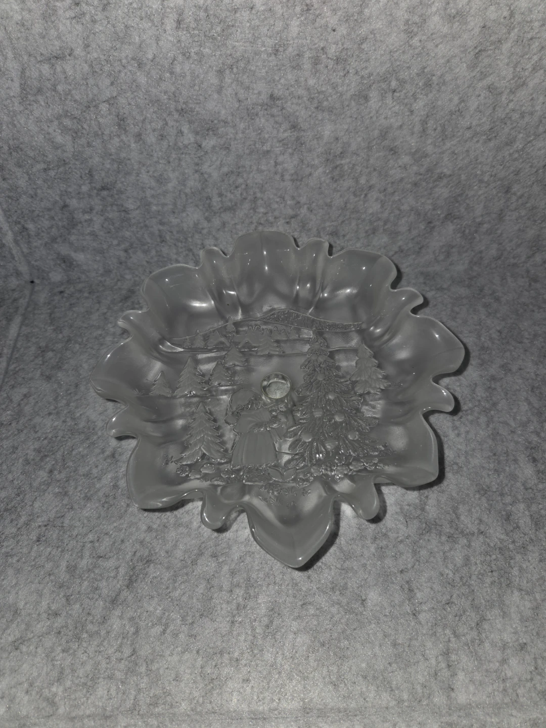 Frosted Glass Christmas Pedestal Dish