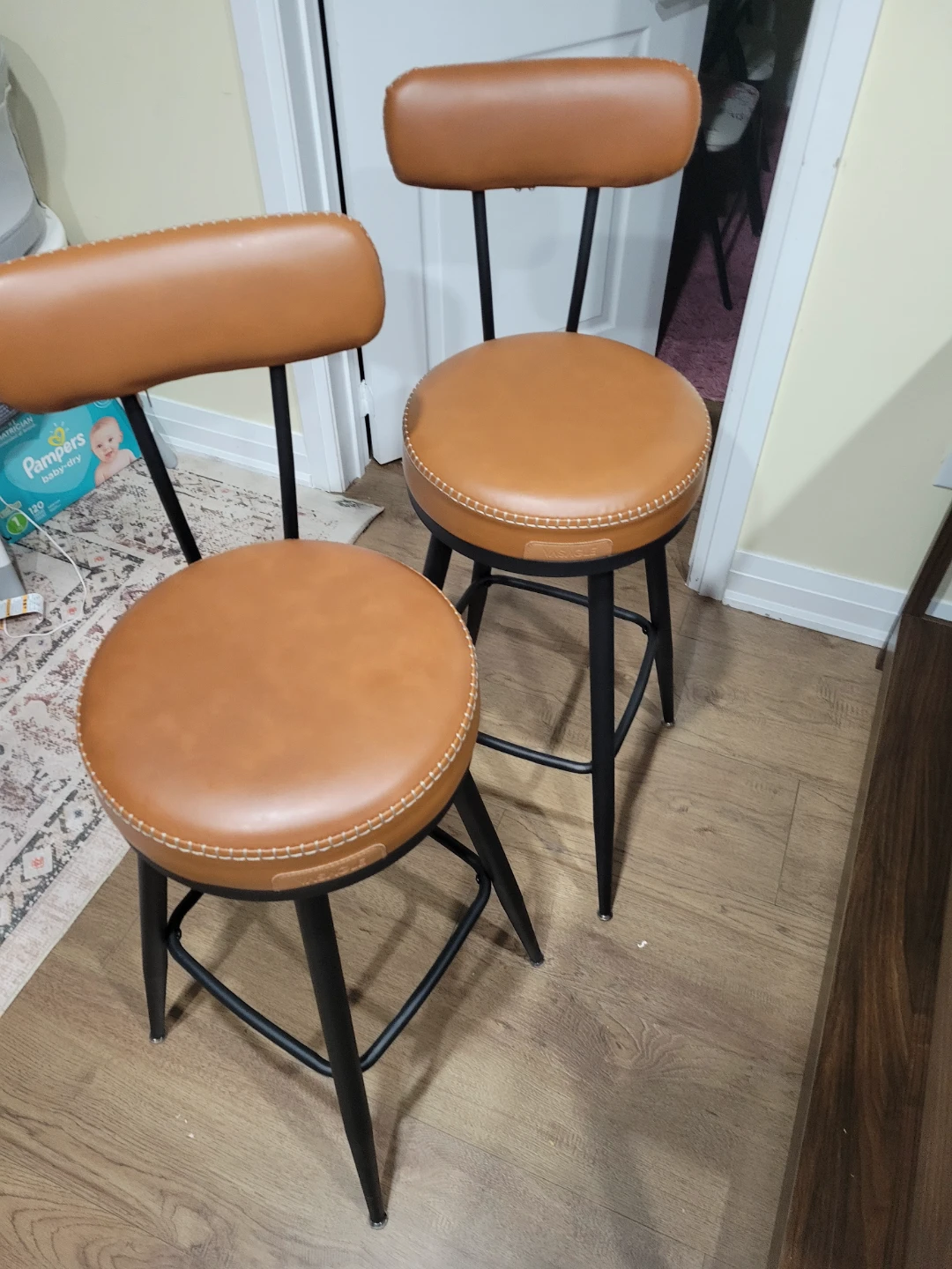 VASAGLE Caramel Brown Bar Stools - Set of 2 - photo 3