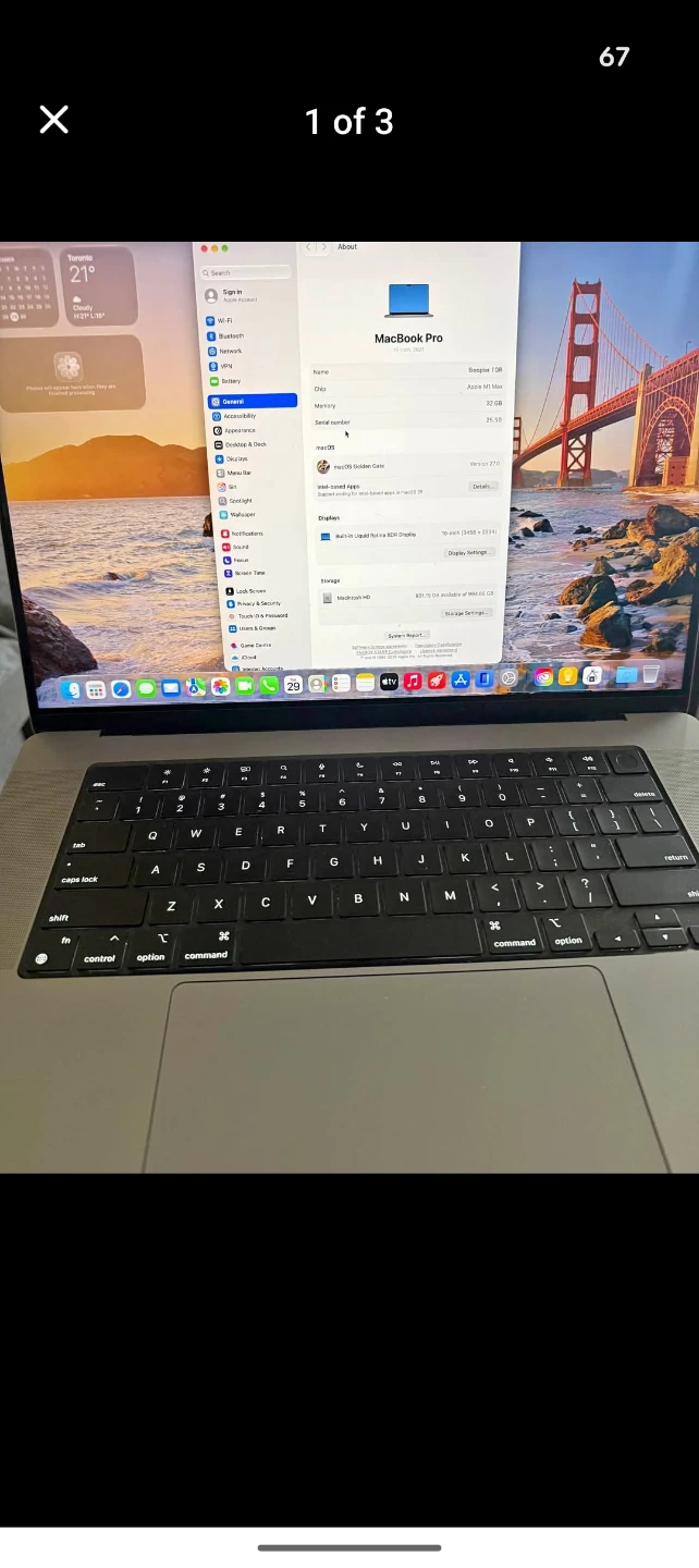 Apple MacBook Pro 16-inch M1 Max 32GB RAM 1 TB Ram