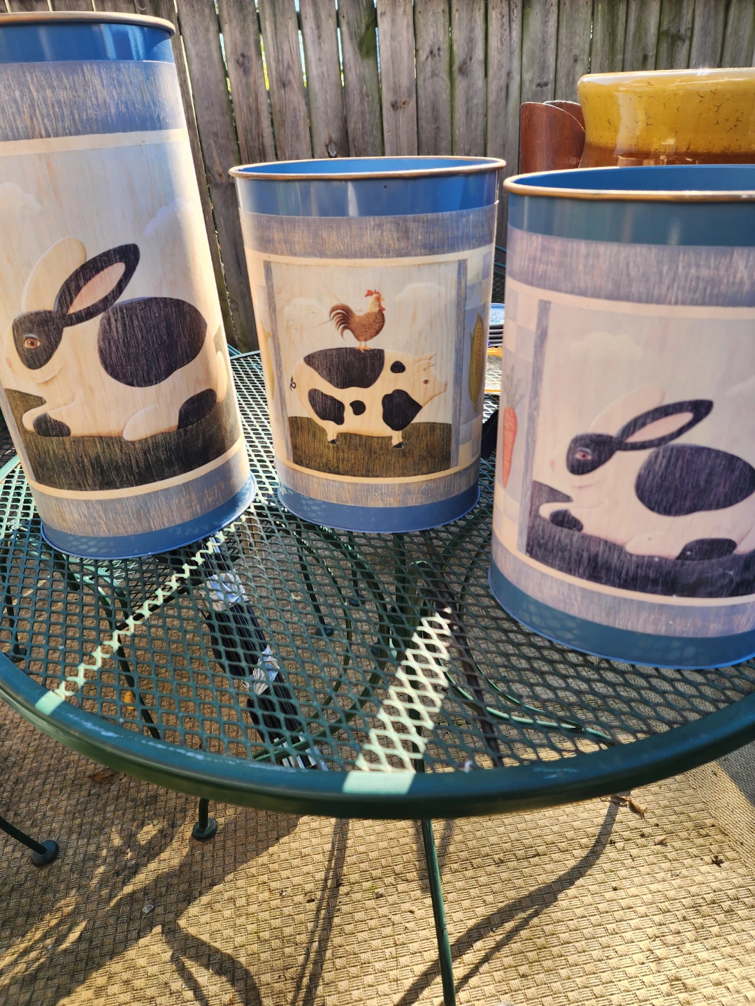 Set of 3 Farmhouse Country Themed Metal Canisters