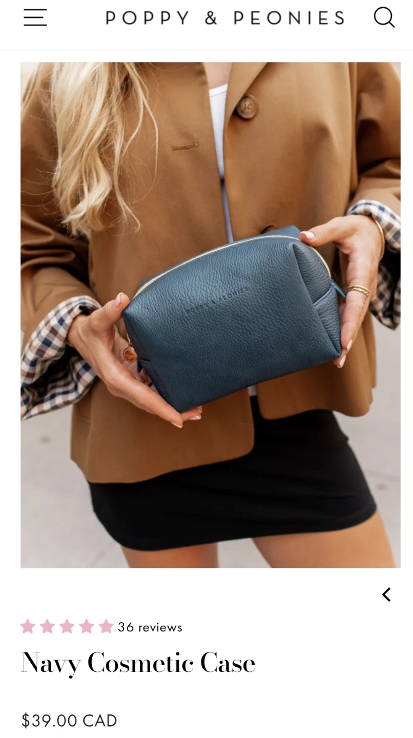 Poppy & Peonies Navy Cosmetic Case