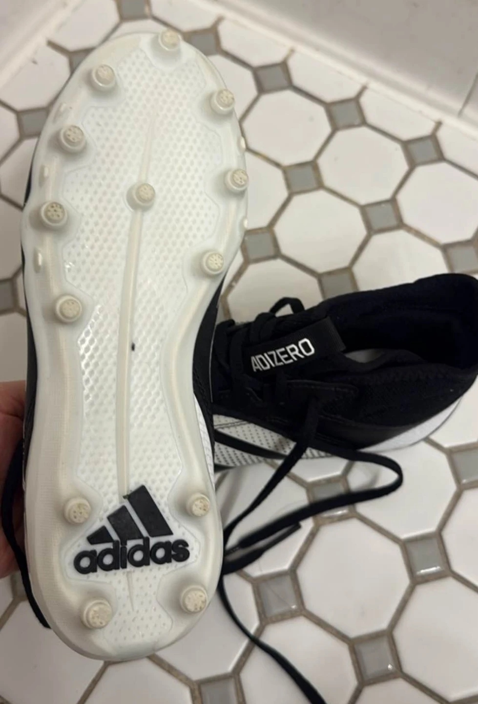 Adidas Adizero Football Cleats Black and White - photo 5
