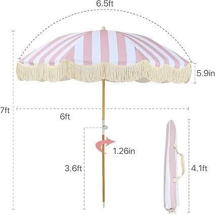 Brand new 6.5ft Striped Fringe Beach Umbrella - photo 2