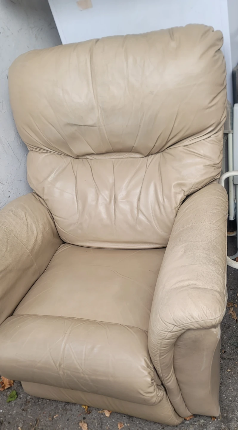 Beige Leather Recliner Armchair