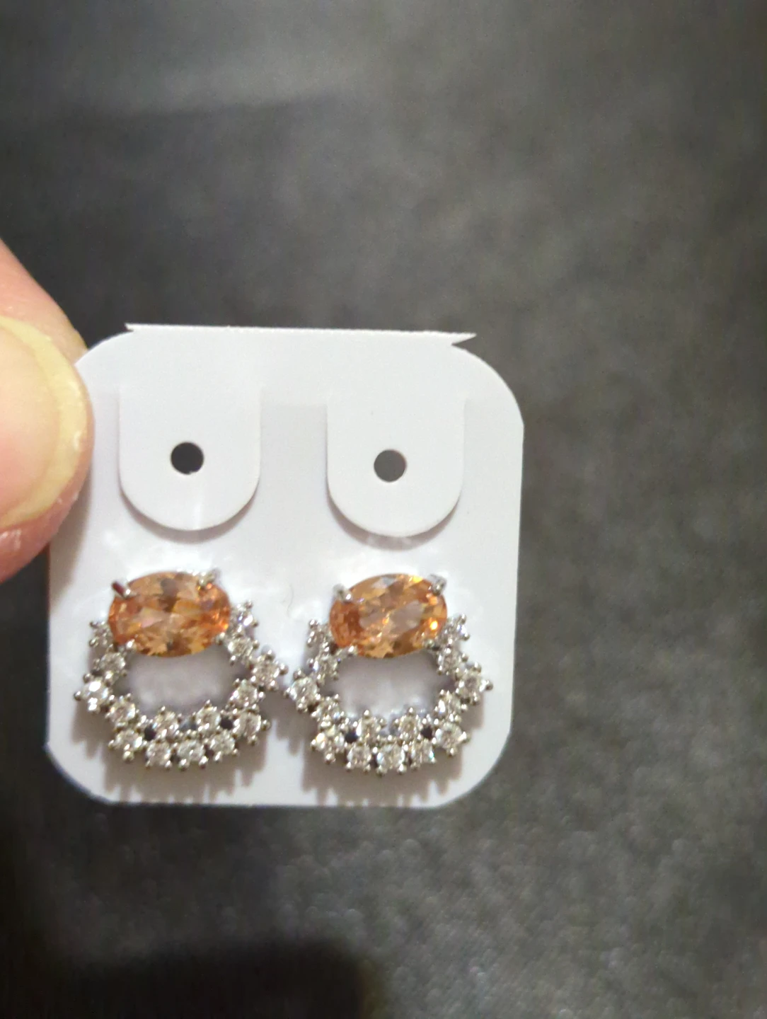 Oval Stone Halo Stud Earrings - photo 3