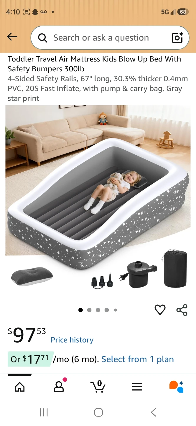 Toddler Travel Air Mattress with Safety Bumpers