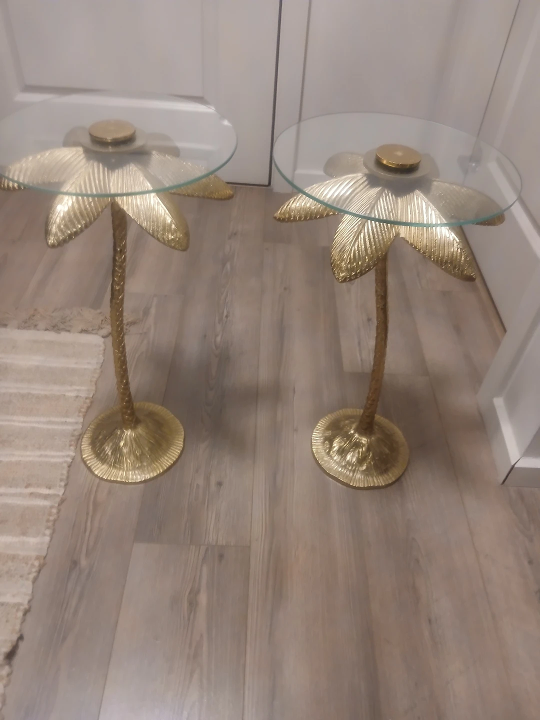 Set of Two Gold Palm Tree Side Tables - photo 2