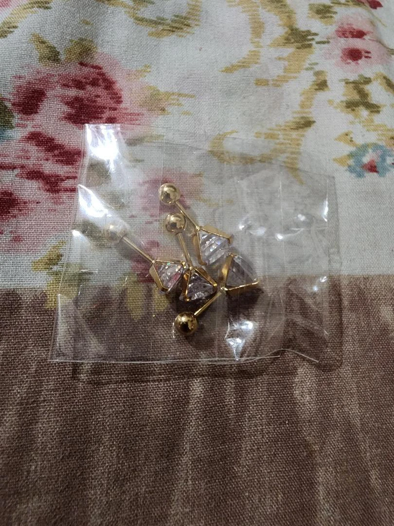 Gold-tone Triangle Crystal Stud Earrings