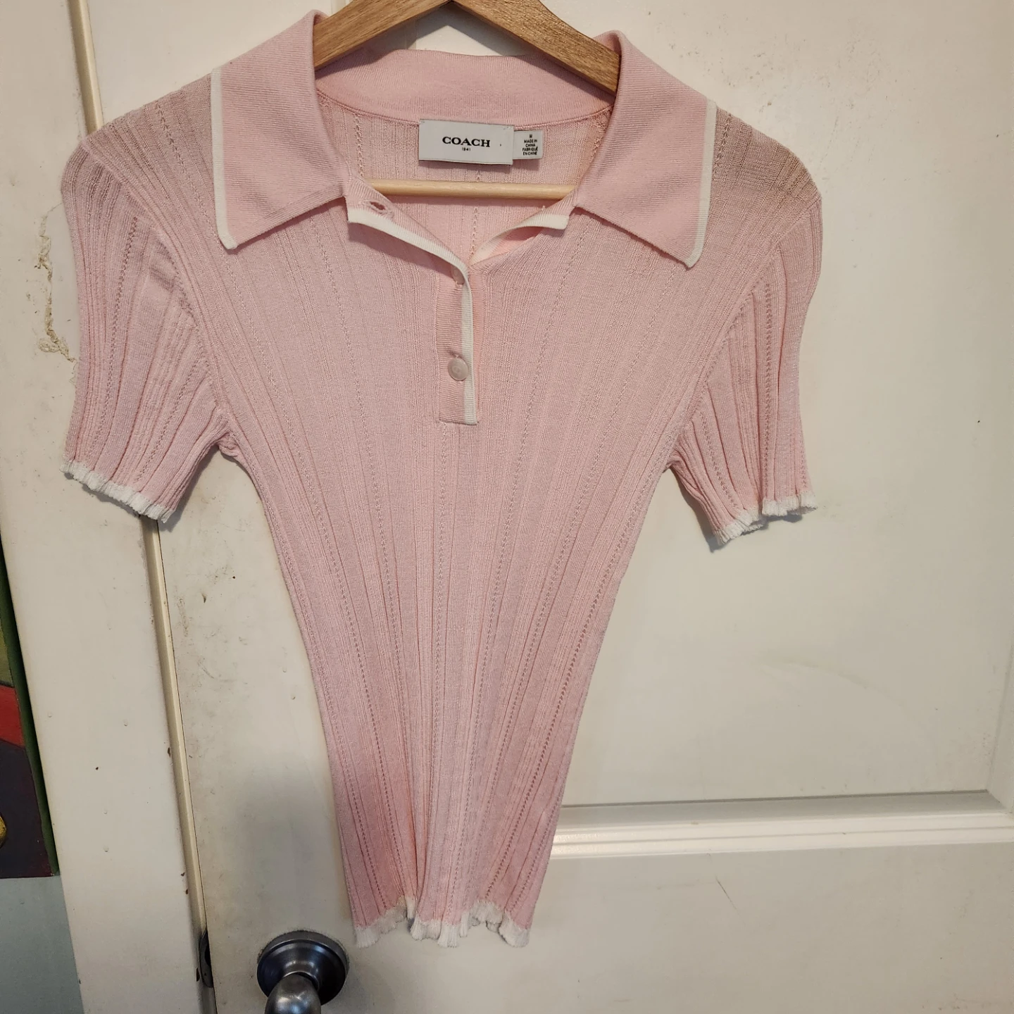 Coach 1941 Pink Ribbed Polo Shirt