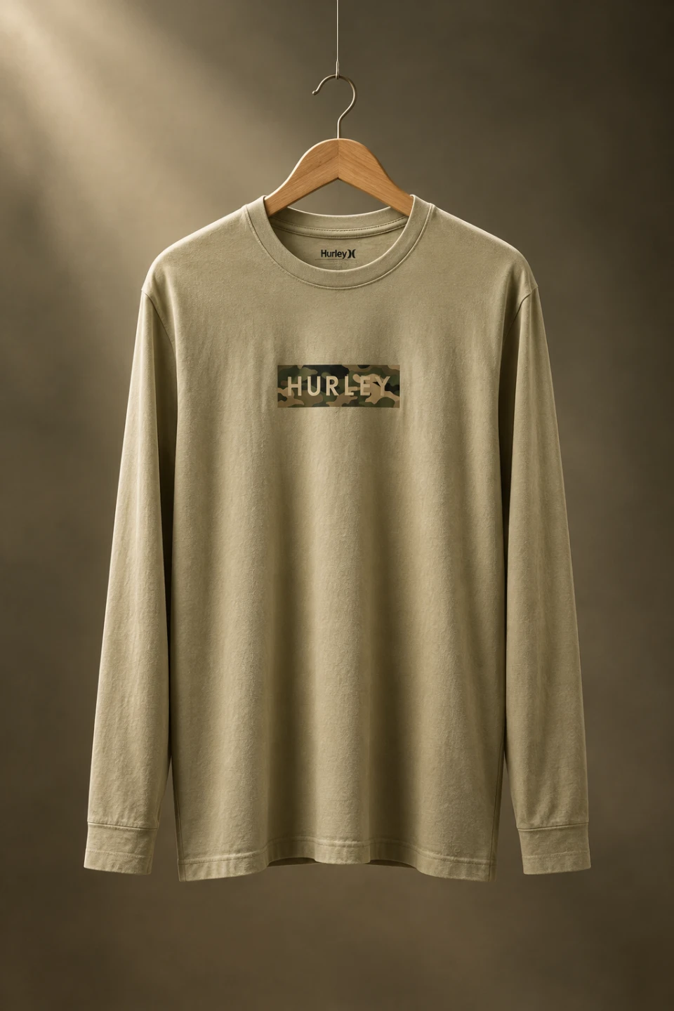 Hurley Men's Long Sleeve Box Logo Tee Khaki XL - photo 2