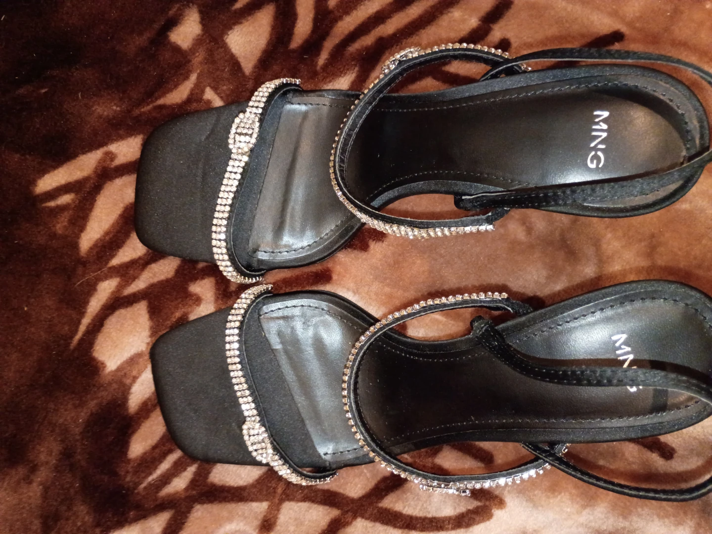 MNG Rhinestone Embellished Black Heels - photo 4