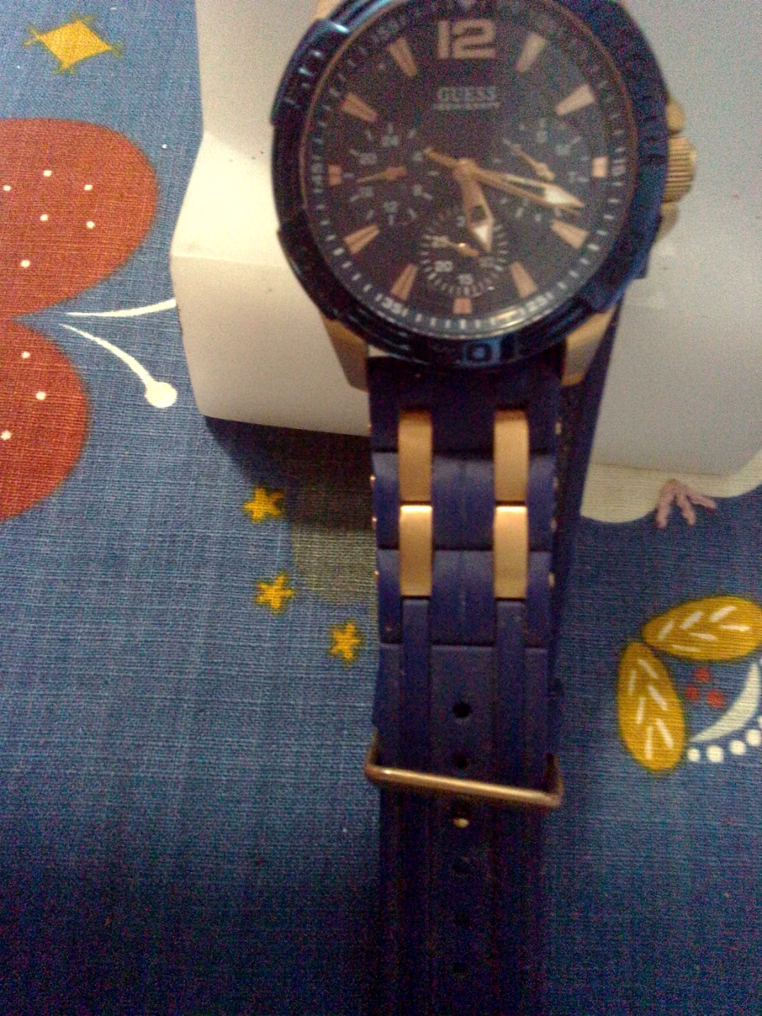 Guess Men's Blue and Gold Tone Watch
