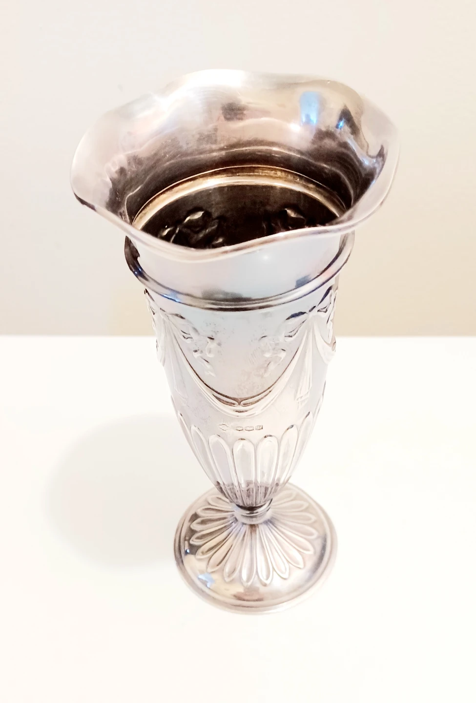 Unique Antique Sterling Silver Rare Trumpet Vase - photo 2