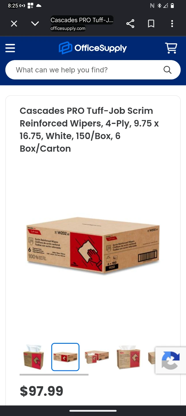 7 boxes of Cascades PRO Tuff-Job Scrim Reinforced Wiped