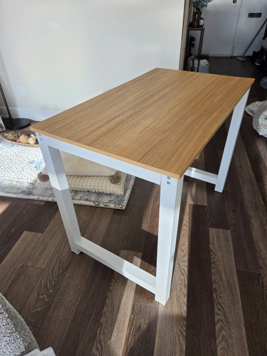 Modern Wood and White Metal Desk - photo 2