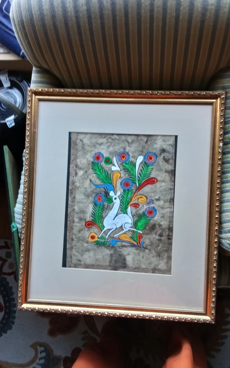 Vintage Mexican Folk Art Deer Painting
