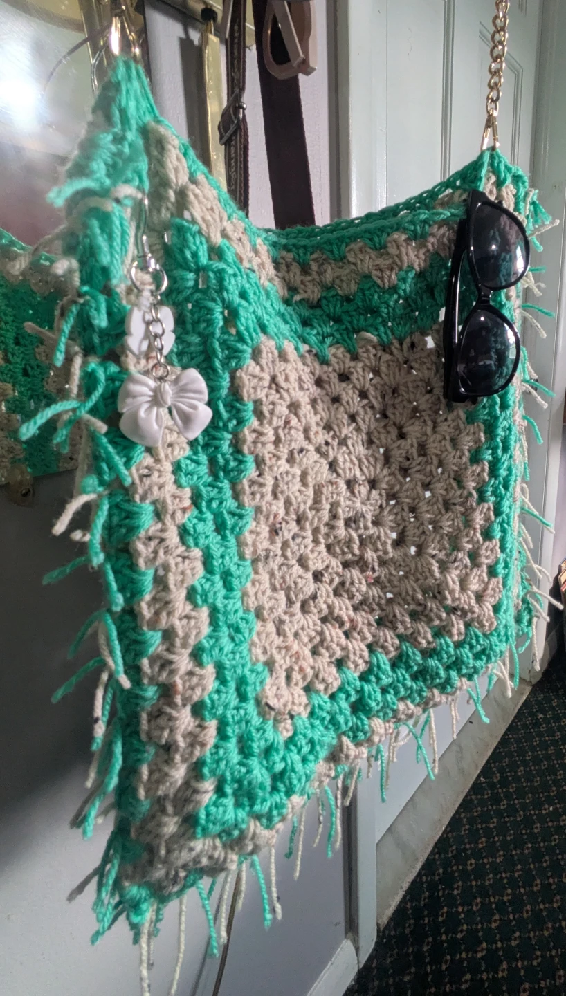 Handmade Crochet Granny Square Shoulder Bag