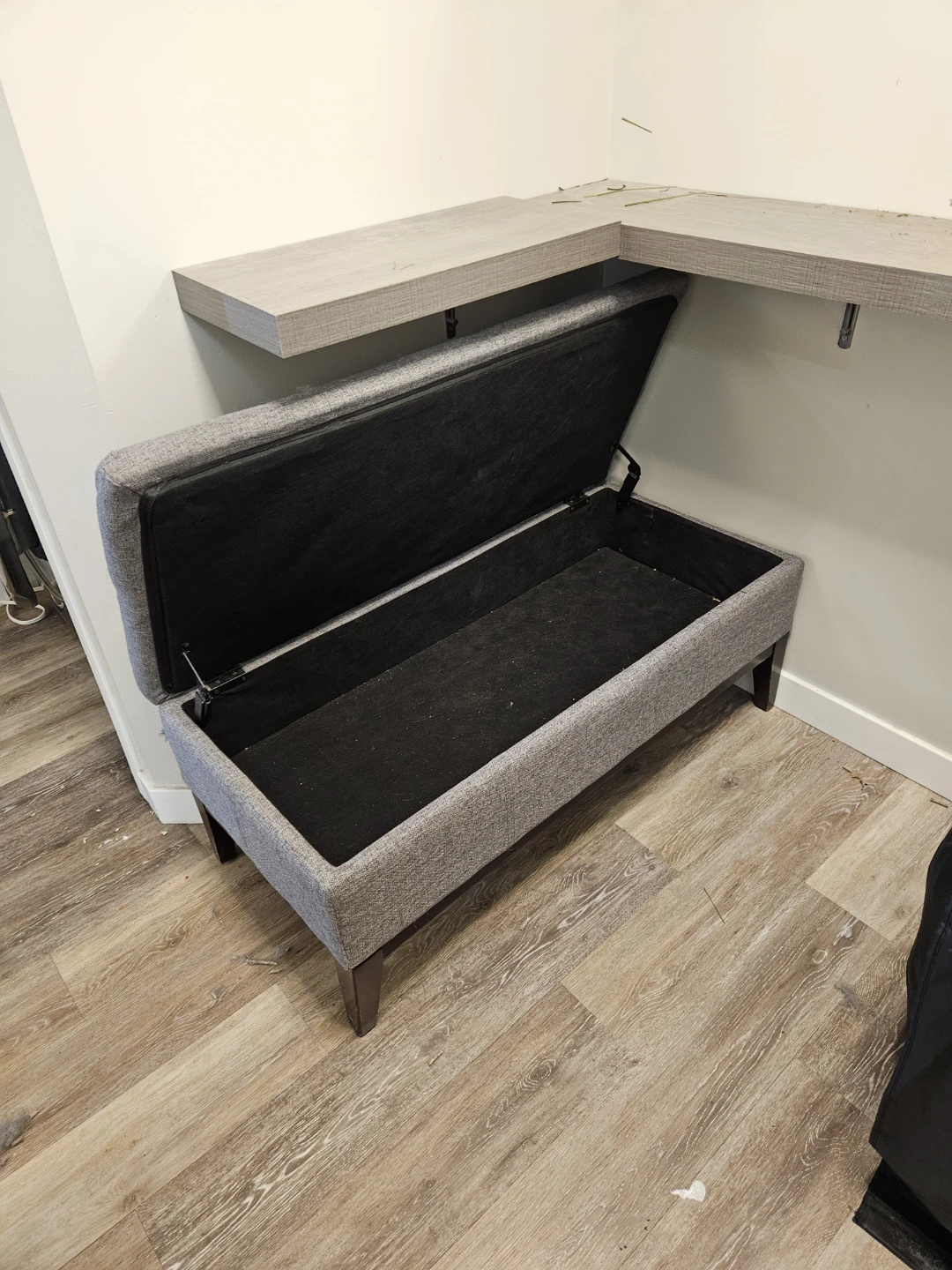 Grey Fabric Storage Bench