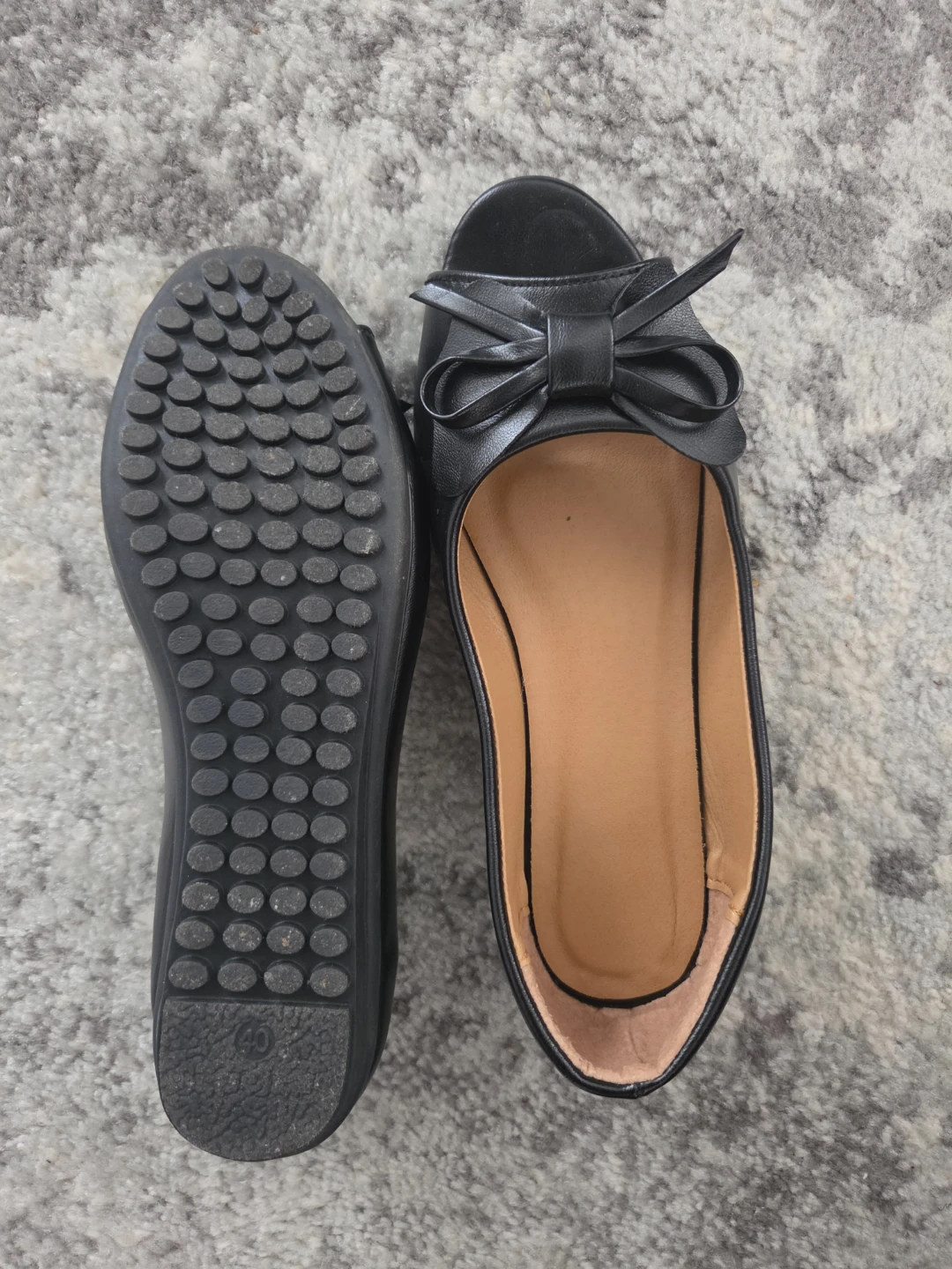 Black Peep-Toe Bow Flats Size 8 - photo 3