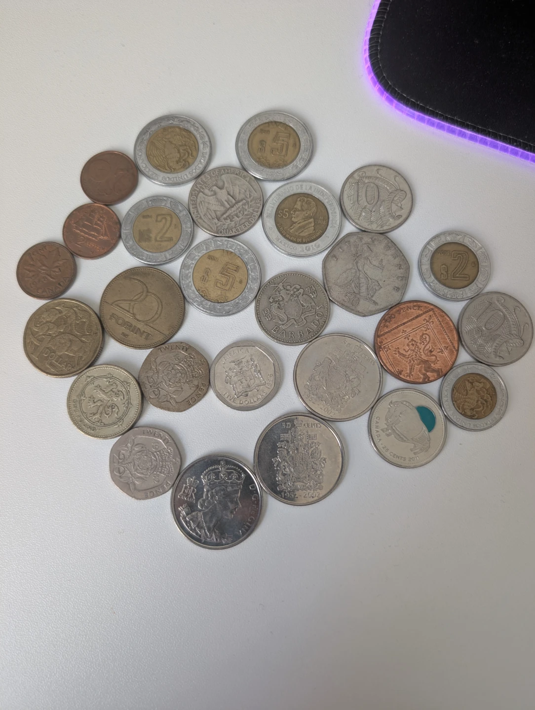 Collection of various international coins