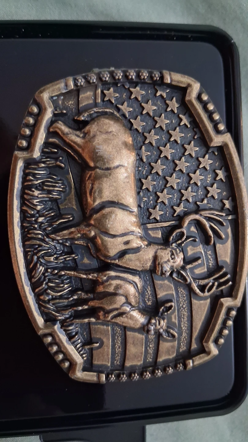 American Flag Deer Belt Buckle