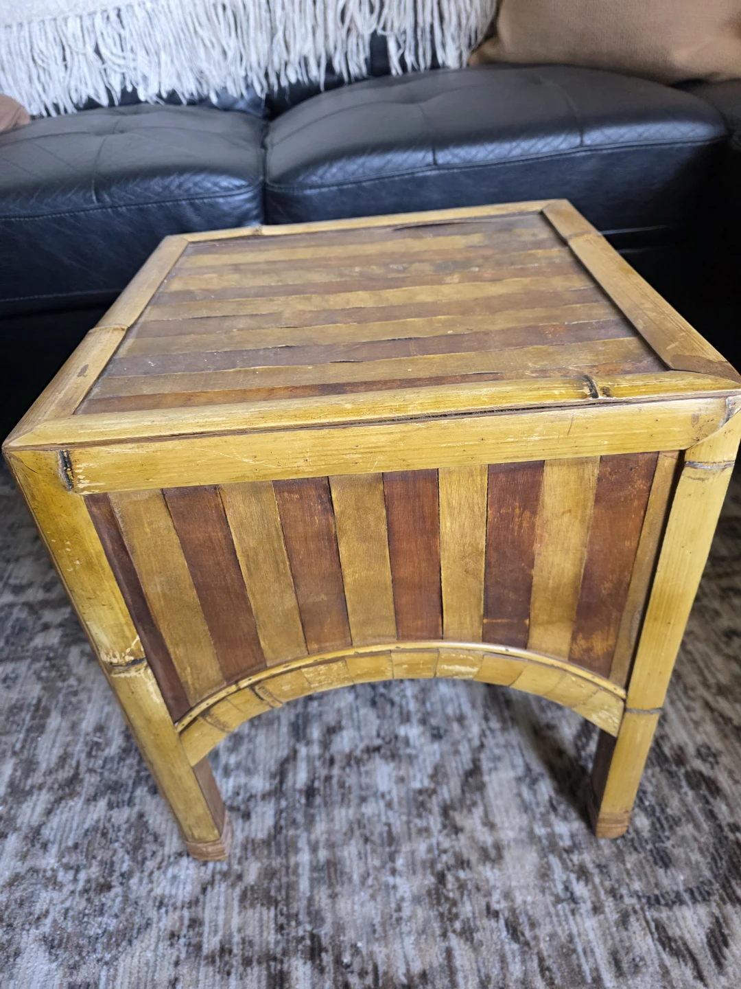 Antique Small Bamboo Side Table