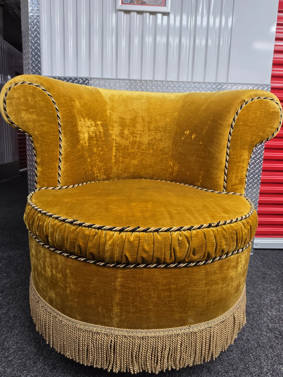 Vintage Mustard Yellow Velvet Accent Chair - photo 2