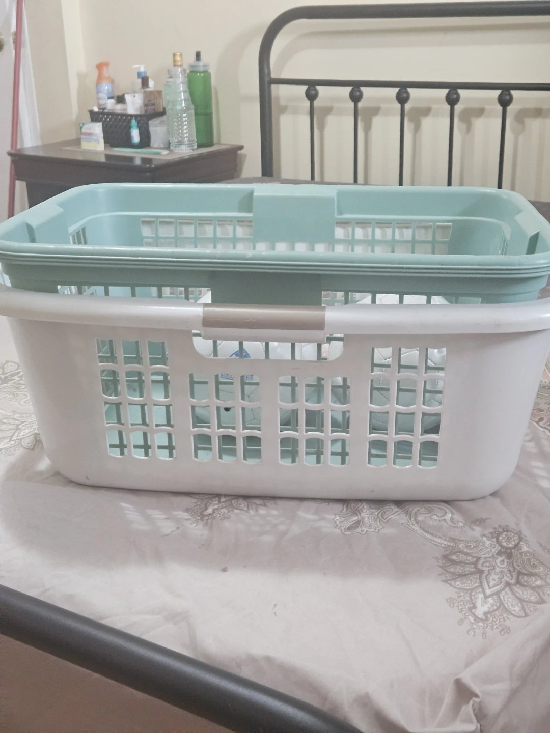 Two Rectangular Plastic Laundry Baskets