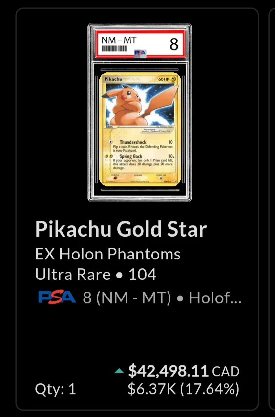 Pokémon Gold Star Pikachu PSA 8 - photo 3