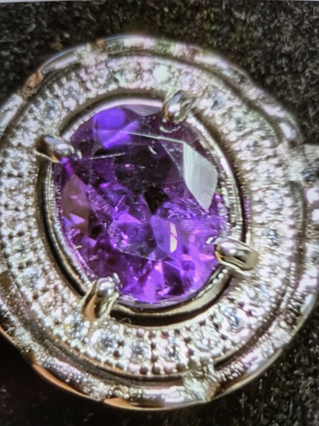 Silver (3.42G) Amethyst CZ (1.5Ct)  Ring