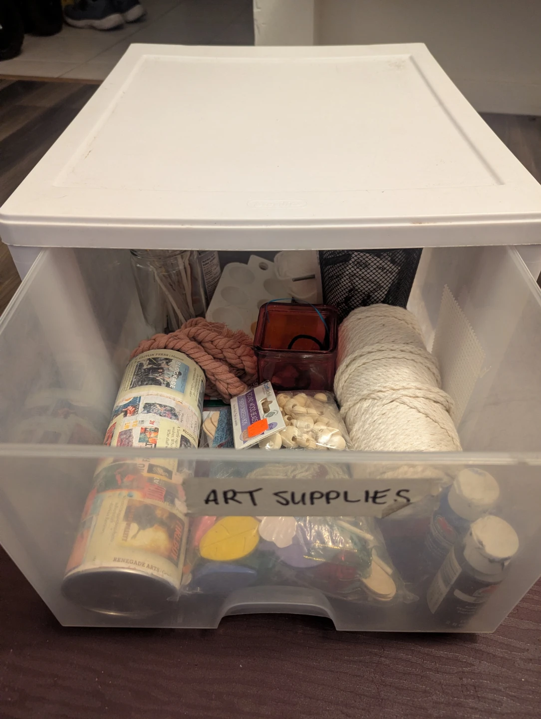 Plastic Drawer Organizer with Assorted Art Supplies - photo 2