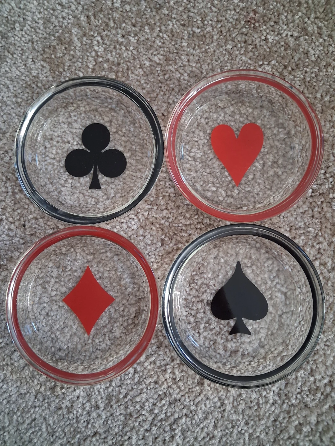 Set of 4 Playing Card Glass Coasters
