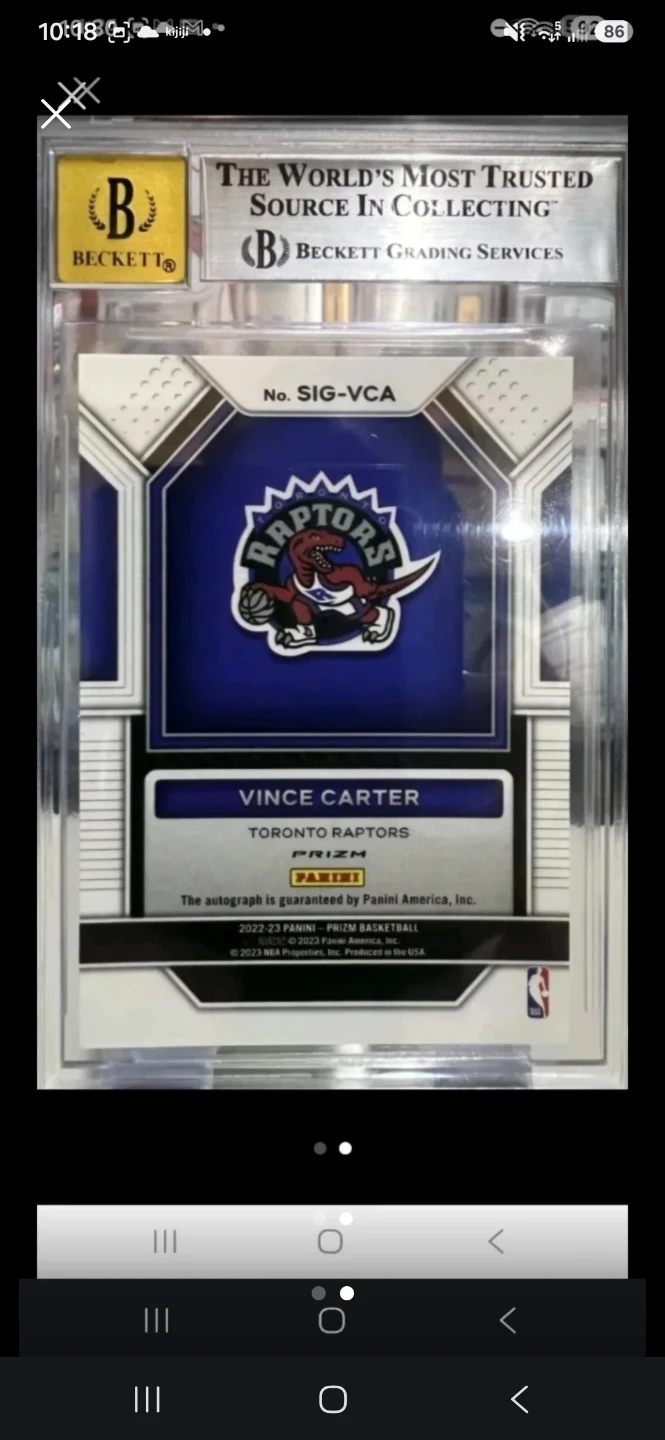 2022-23 Panini Prizm Vince Carter Signed Card BGS 7.5 - photo 2