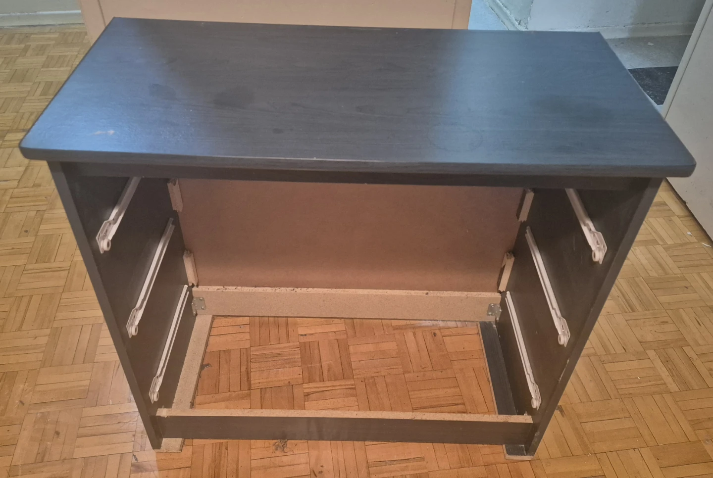 Blue dresser with mirror